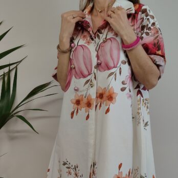 abito chemisier cotone fantasia tulipani donna primavera